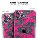 Bright Pink V2 and Gray Digital Camouflage  - Protective Skin Wrap & Decal – Compatible with iPhone SE to iPhone 17 Pro Max (All Models)