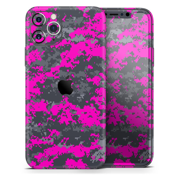 Bright Pink and Gray Digital Camouflage - Skin-Kit compatible with the Apple iPhone 13, 13 Pro Max, 13 Mini, 13 Pro, iPhone 12, iPhone 11 (All iPhones Available)