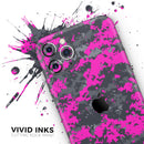 Bright Pink and Gray Digital Camouflage - Vinyl Skin Wrap for iPhone 17 Pro Max, 17 Pro, 17 Air, 17, 16 & All Models — Soft Matte or Ultra Gloss