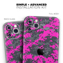 Bright Pink and Gray Digital Camouflage - Vinyl Skin Wrap for iPhone 17 Pro Max, 17 Pro, 17 Air, 17, 16 & All Models — Soft Matte or Ultra Gloss