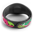 Bright Pink and Green Flowers - Decal Skin Wrap Kit for the Disney Magic Band