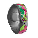 Bright Pink and Green Flowers - Decal Skin Wrap Kit for the Disney Magic Band
