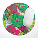 Bright Pink and Green Flowers// WaterProof Rubber Foam Backed Anti-Slip Mouse Pad for Home Work Office or Gaming Computer Desk