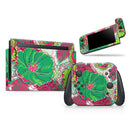 Bright Pink and Green Flowers // Skin Decal Wrap Kit for Nintendo Switch Console & Dock, Joy-Cons, Pro Controller, Lite, 3DS XL, 2DS XL, DSi, or Wii - Vinyl Skin Wrap for Nintendo Switch 2, OLED, Lite, Pro Controller, Wii & Classic Handhelds