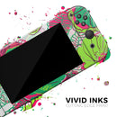 Bright Pink and Green Flowers // Skin Decal Wrap Kit for Nintendo Switch Console & Dock, Joy-Cons, Pro Controller, Lite, 3DS XL, 2DS XL, DSi, or Wii - Vinyl Skin Wrap for Nintendo Switch 2, OLED, Lite, Pro Controller, Wii & Classic Handhelds