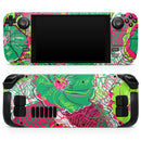Bright Pink and Green Flowers // Full Body Skin Decal Wrap Kit for the Steam Deck handheld gaming computer