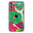 Bright Pink and Green Flowers  - Protective Skin Wrap & Decal – Compatible with iPhone SE to iPhone 17 Pro Max (All Models)