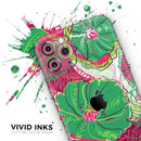 Bright Pink and Green Flowers  - Protective Skin Wrap & Decal – Compatible with iPhone SE to iPhone 17 Pro Max (All Models)