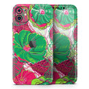 Bright Pink and Green Flowers  - Protective Skin Wrap & Decal – Compatible with iPhone SE to iPhone 17 Pro Max (All Models)