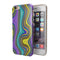Bright Purple Teal and Mustard Yellow Color Waves iPhone 6/6s or 6/6s Plus 2-Piece Hybrid INK-Fuzed Case