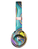 Bright Purple Teal and Mustard Yellow Color Waves Full-Body Skin Kit for the Beats by Dre Solo 3 Wireless Headphones
