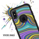 Bright Purple Teal and Mustard Yellow Color Waves - Skin Kit for the iPhone OtterBox Cases