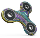 Bright Purple Teal and Mustard Yellow Color Waves Full-Body Fidget Spinner Skin-Kit
