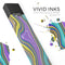 Bright Purple Teal and Mustard Yellow Color Waves - Premium Decal Protective Skin-Wrap Sticker compatible with the Juul Labs vaping device
