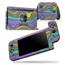 Bright Purple Teal and Mustard Yellow Color Waves - Vinyl Skin Wrap for Nintendo Switch 2, OLED, Lite, Pro Controller, Wii & Classic Handhelds