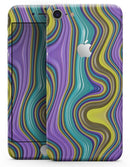 Bright Purple Teal and Mustard Yellow Color Waves - Skin-kit for the iPhone 8 or 8 Plus