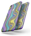 Bright Purple Teal and Mustard Yellow Color Waves - Skin-kit for the iPhone 8 or 8 Plus