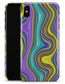 Bright Purple Teal and Mustard Yellow Color Waves - iPhone X Clipit Case