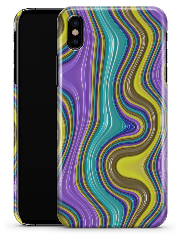 Bright Purple Teal and Mustard Yellow Color Waves - iPhone X Clipit Case