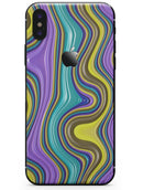 Bright Purple Teal and Mustard Yellow Color Waves - iPhone X Skin-Kit
