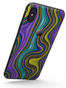 Bright Purple Teal and Mustard Yellow Color Waves - iPhone X Skin-Kit