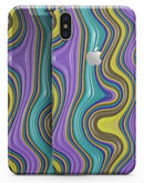 Bright Purple Teal and Mustard Yellow Color Waves - iPhone X Skin-Kit
