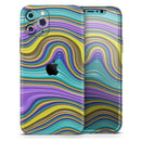 Bright Purple Teal and Mustard Yellow Color Waves - Vinyl Skin Wrap for iPhone 17 Pro Max, 17 Pro, 17 Air, 17, 16 & All Models — Soft Matte or Ultra Gloss