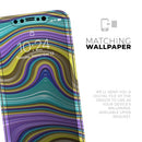 Bright Purple Teal and Mustard Yellow Color Waves - Vinyl Skin Wrap for iPhone 17 Pro Max, 17 Pro, 17 Air, 17, 16 & All Models — Soft Matte or Ultra Gloss
