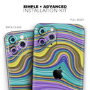 Bright Purple Teal and Mustard Yellow Color Waves - Vinyl Skin Wrap for iPhone 17 Pro Max, 17 Pro, 17 Air, 17, 16 & All Models — Soft Matte or Ultra Gloss