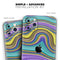 Bright Purple Teal and Mustard Yellow Color Waves - Skin-Kit compatible with the Apple iPhone 13, 13 Pro Max, 13 Mini, 13 Pro, iPhone 12, iPhone 11 (All iPhones Available)