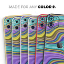 Bright Purple Teal and Mustard Yellow Color Waves - Vinyl Skin Wrap for iPhone 17 Pro Max, 17 Pro, 17 Air, 17, 16 & All Models — Soft Matte or Ultra Gloss
