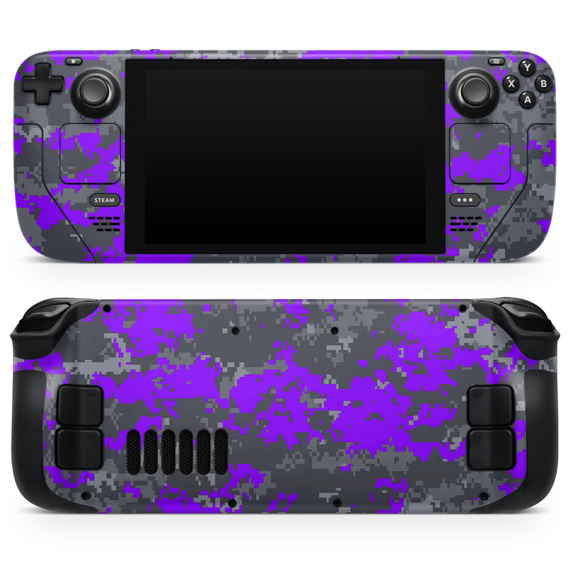 Bright Purple and Gray Digital Camouflage // Full Body Skin Decal Wrap Kit for the Steam Deck handheld gaming computer