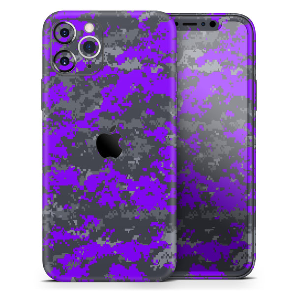 Bright Purple and Gray Digital Camouflage - Skin-Kit compatible with the Apple iPhone 13, 13 Pro Max, 13 Mini, 13 Pro, iPhone 12, iPhone 11 (All iPhones Available)
