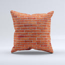 Bright Red Brick Wall ink-Fuzed Decorative Throw Pillow