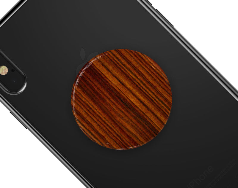 Bright Red Ebony Woodgrain - Skin Kit for PopSockets and other Smartphone Extendable Grips & Stands