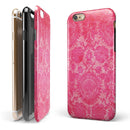 Bright Red Hue Floral Damask Pattern iPhone 6/6s or 6/6s Plus 2-Piece Hybrid INK-Fuzed Case