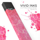Bright Red Hue Floral Damask Pattern - Premium Decal Protective Skin-Wrap Sticker compatible with the Juul Labs vaping device