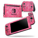 Bright Red Hue Floral Damask Pattern - Skin Wrap Decal for Nintendo Switch Lite Console & Dock - 3DS XL - 2DS - Pro - DSi - Wii - Joy-Con Gaming Controller