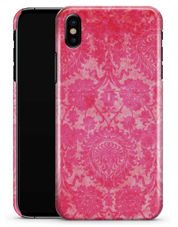 Bright Red Hue Floral Damask Pattern - iPhone X Clipit Case