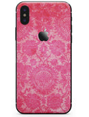 Bright Red Hue Floral Damask Pattern - iPhone X Skin-Kit