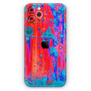 Bright Red v2 Metal with Turquoise Rust - Skin-Kit compatible with the Apple iPhone 13, 13 Pro Max, 13 Mini, 13 Pro, iPhone 12, iPhone 11 (All iPhones Available)