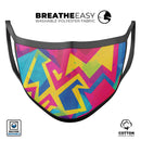 Bright Retro Color-Shapes - Made in USA Mouth Cover Unisex Anti-Dust Cotton Blend Reusable & Washable Face Mask with Adjustable Sizing for Adult or Child