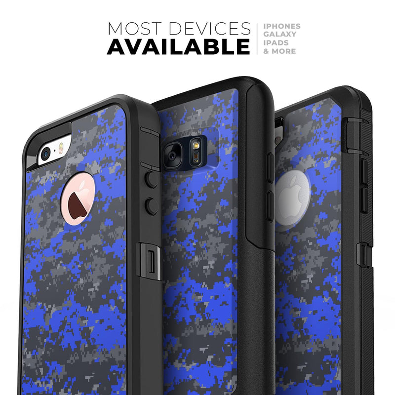 Bright Royal Blue and Gray Digital Camouflage - Skin Kit for the iPhone OtterBox Cases