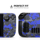 Bright Royal Blue and Gray Digital Camouflage // Full Body Skin Decal Wrap Kit for the Steam Deck handheld gaming computer