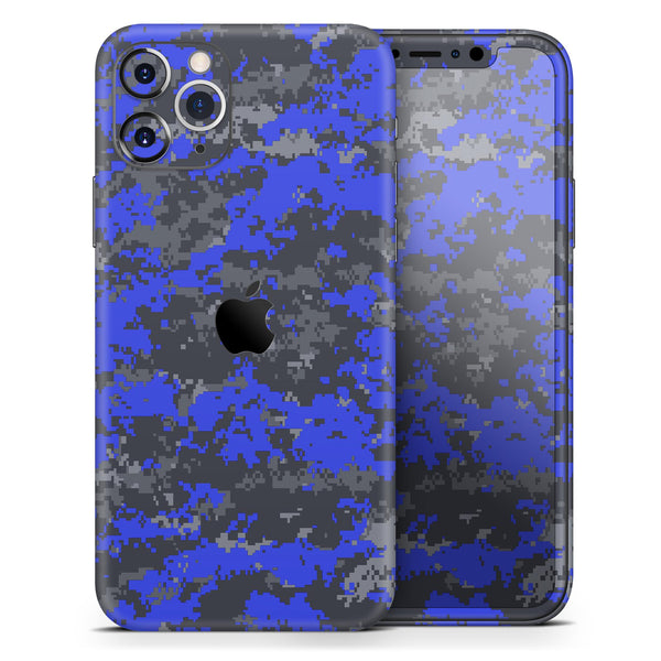 Bright Royal Blue and Gray Digital Camouflage - Skin-Kit compatible with the Apple iPhone 13, 13 Pro Max, 13 Mini, 13 Pro, iPhone 12, iPhone 11 (All iPhones Available)
