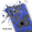 Bright Royal Blue and Gray Digital Camouflage  - Protective Skin Wrap & Decal – Compatible with iPhone SE to iPhone 17 Pro Max (All Models)
