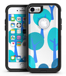 Bright Shades of Blue Cartoon Trees - iPhone 7 or 7 Plus Commuter Case Skin Kit