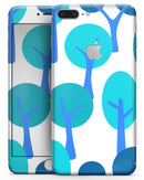 Bright Shades of Blue Cartoon Trees - Skin-kit for the iPhone 8 or 8 Plus