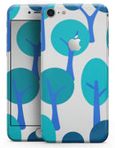 Bright Shades of Blue Cartoon Trees - Skin-kit for the iPhone 8 or 8 Plus