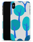 Bright Shades of Blue Cartoon Trees - iPhone X Clipit Case